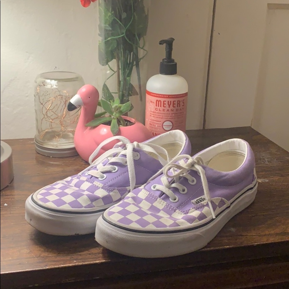 Purple and white Vans